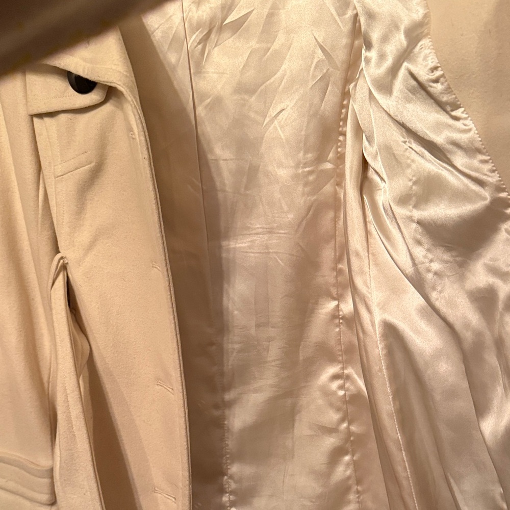 Express Cream Wool Trench Coat with Black Buttons - Picture 5 of 6